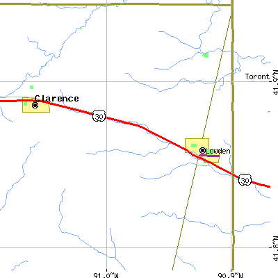 Zip code 52255 close-up map