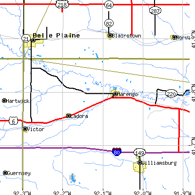 Zip code 52301 close-up map