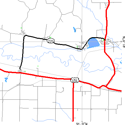 Zip code 52307 close-up map