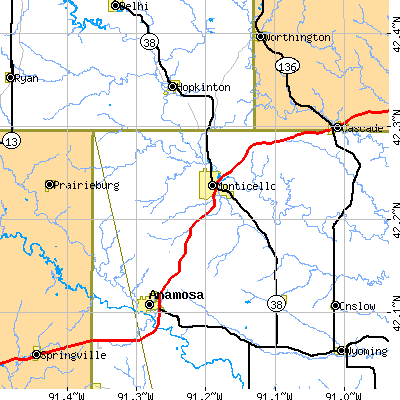 Zip code 52310 close-up map