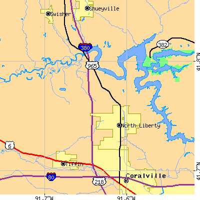 Zip code 52317 close-up map