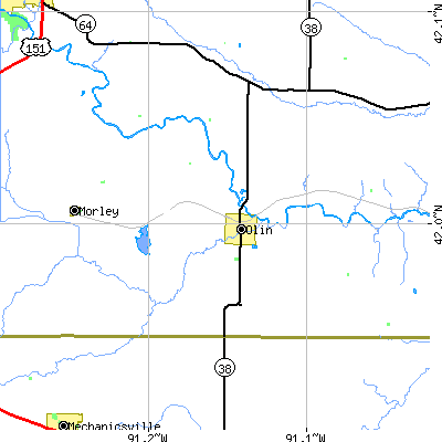Zip code 52320 close-up map