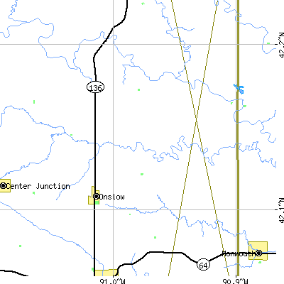Zip code 52321 close-up map
