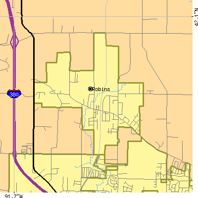 Zip code 52328 close-up map