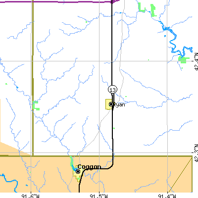 Zip code 52330 close-up map