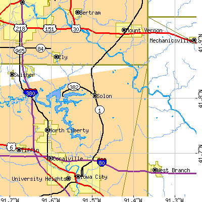 Zip code 52333 close-up map