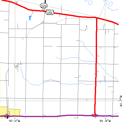 Zip code 52334 close-up map