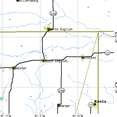 Zip code 52335 close-up map