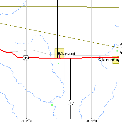 Zip code 52337 close-up map