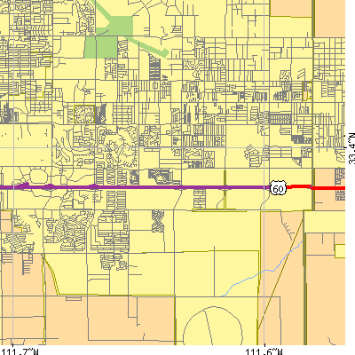 Zip code 85208 close-up map