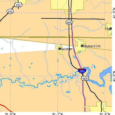 Zip code 52338 close-up map