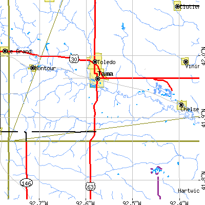 Zip code 52339 close-up map