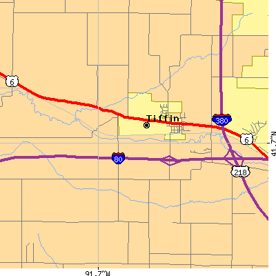Zip code 52340 close-up map