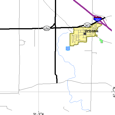 Zip code 52345 close-up map