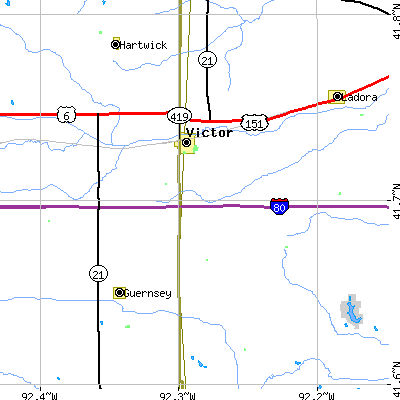 Zip code 52347 close-up map
