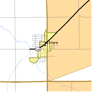 Zip code 52351 close-up map