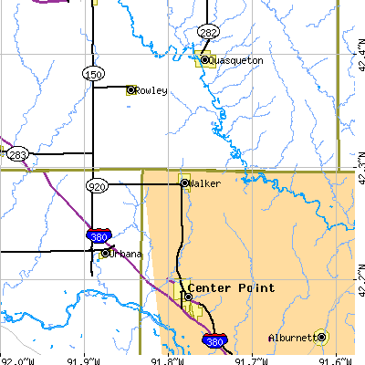 Zip code 52352 close-up map