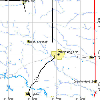 Zip code 52353 close-up map