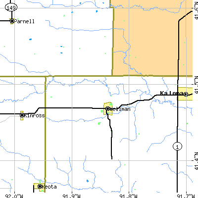 Zip code 52356 close-up map
