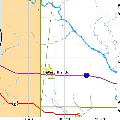 Zip code 52358 close-up map