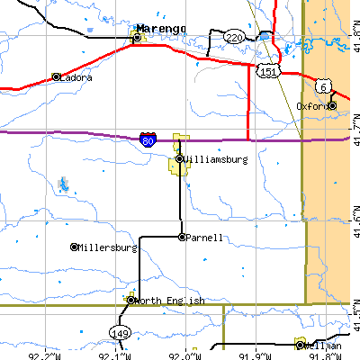 Zip code 52361 close-up map