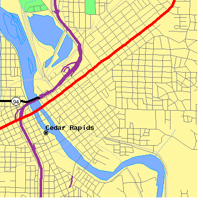 Zip code 52401 close-up map