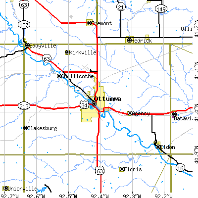 Zip code 52501 close-up map