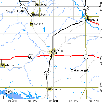 Zip code 52531 close-up map