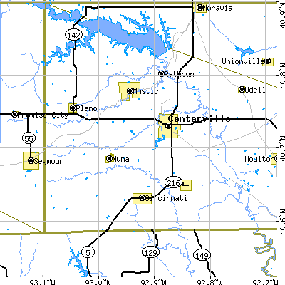 Zip code 52544 close-up map