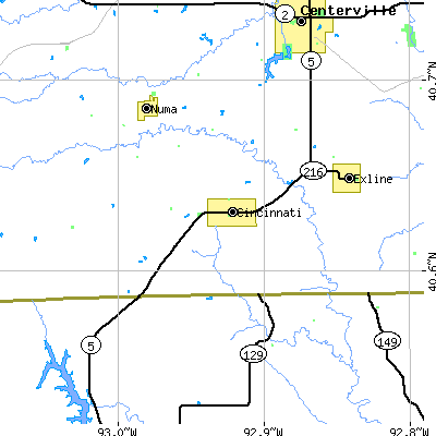 Zip code 52549 close-up map