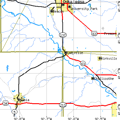 Zip code 52553 close-up map
