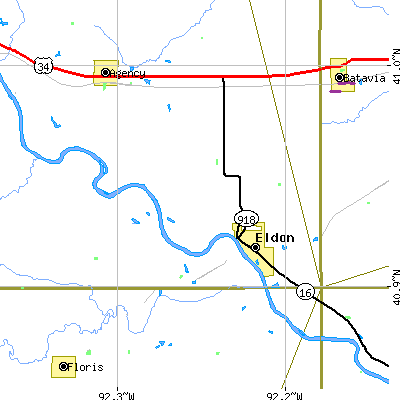 Zip code 52554 close-up map