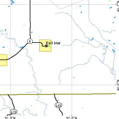 Zip code 52555 close-up map