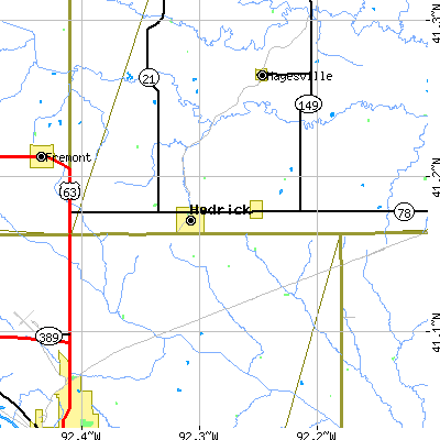 Zip code 52563 close-up map