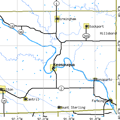 Zip code 52565 close-up map