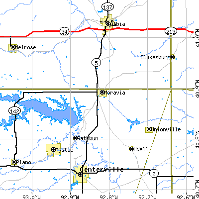 Zip code 52571 close-up map