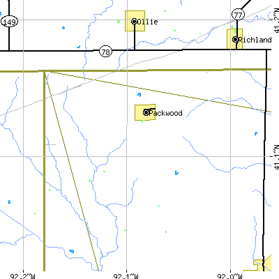Zip code 52580 close-up map
