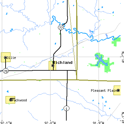 Zip code 52585 close-up map