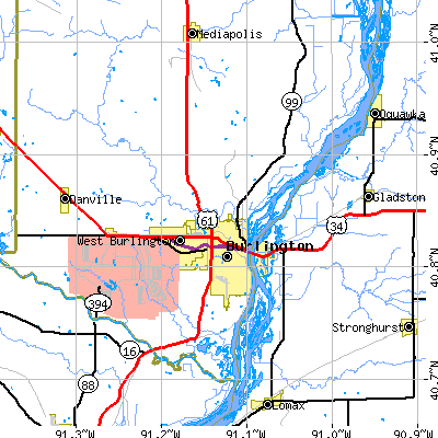 Zip code 52601 close-up map