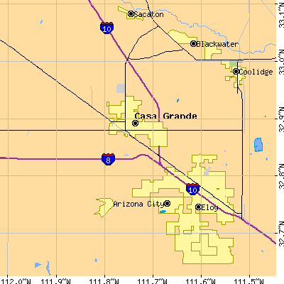 Zip code 85222 close-up map