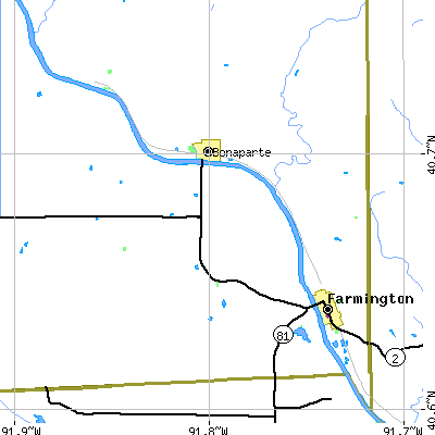 Zip code 52620 close-up map