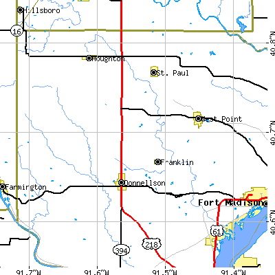 Zip code 52625 close-up map