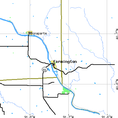 Zip code 52626 close-up map