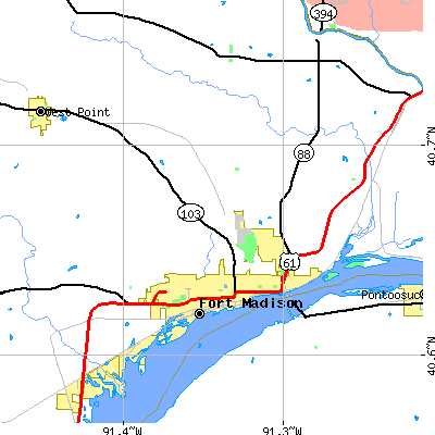 Zip code 52627 close-up map