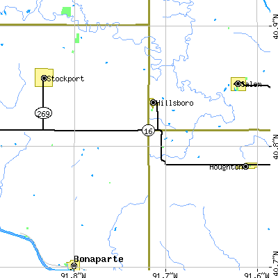 Zip code 52630 close-up map