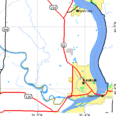 Zip code 52632 close-up map