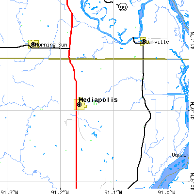 Zip code 52637 close-up map