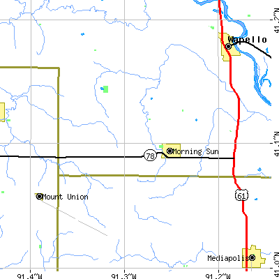 Zip code 52640 close-up map