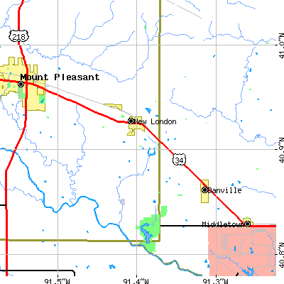 Zip code 52645 close-up map