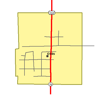 Zip code 52647 close-up map
